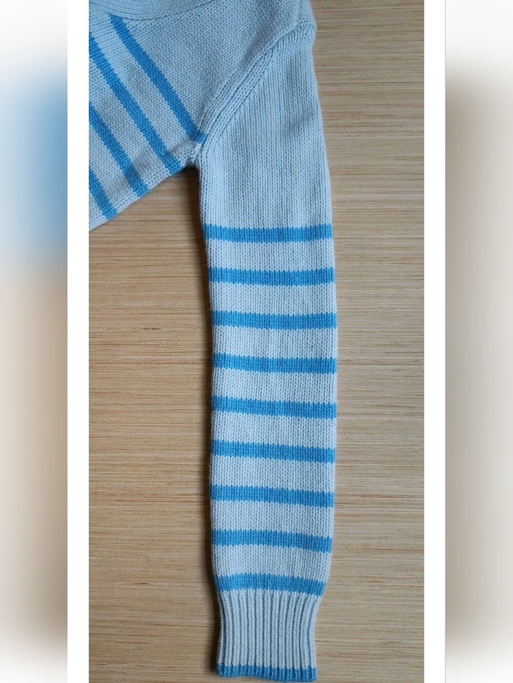 LA Ligne Mini Marin Striped Cardigan Wool Cashmere Blue Buttons Chunky Crop M - Picture 13 of 16